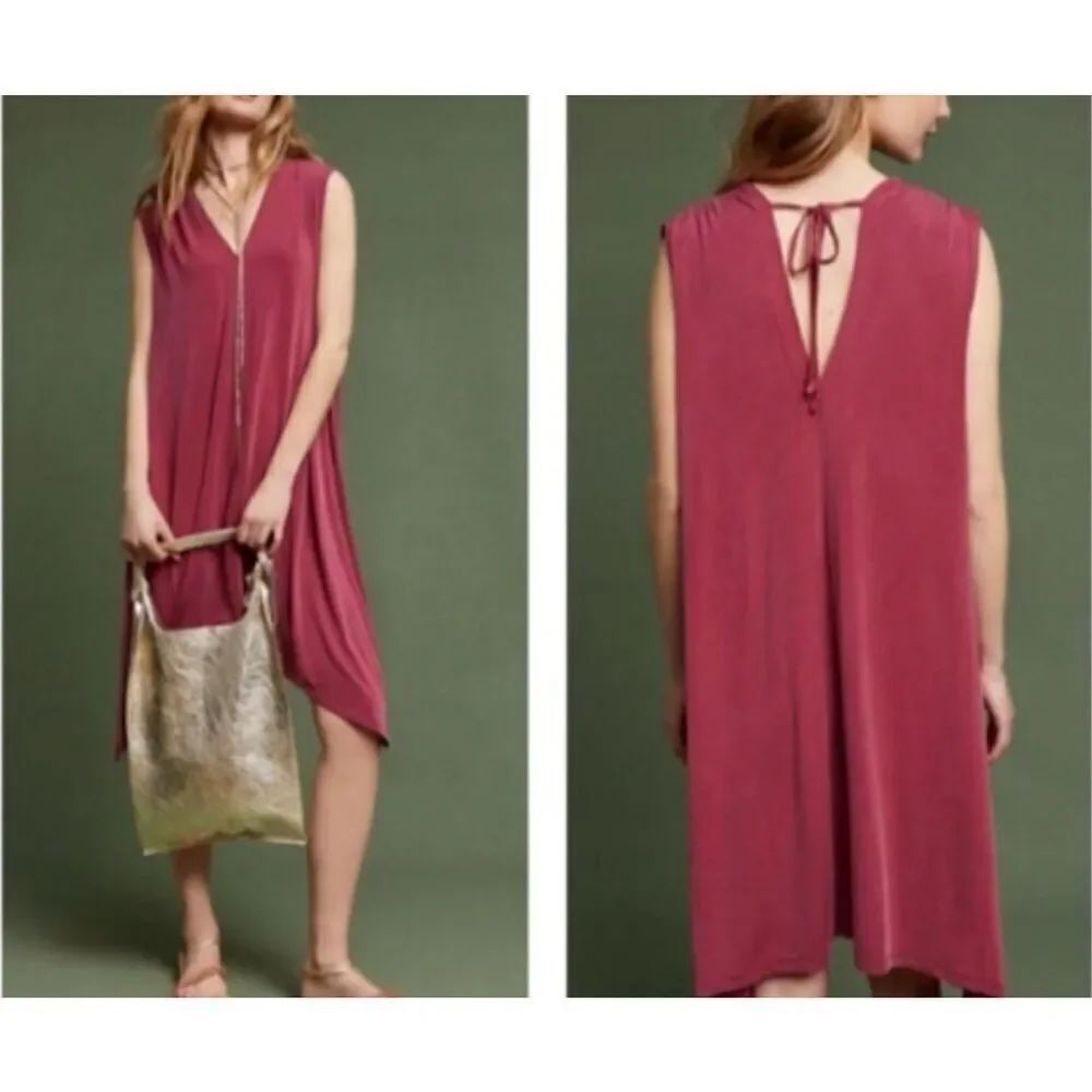 Anthropologie Eri + Ali Brielle Dress womens waterfall shift mauve size Small